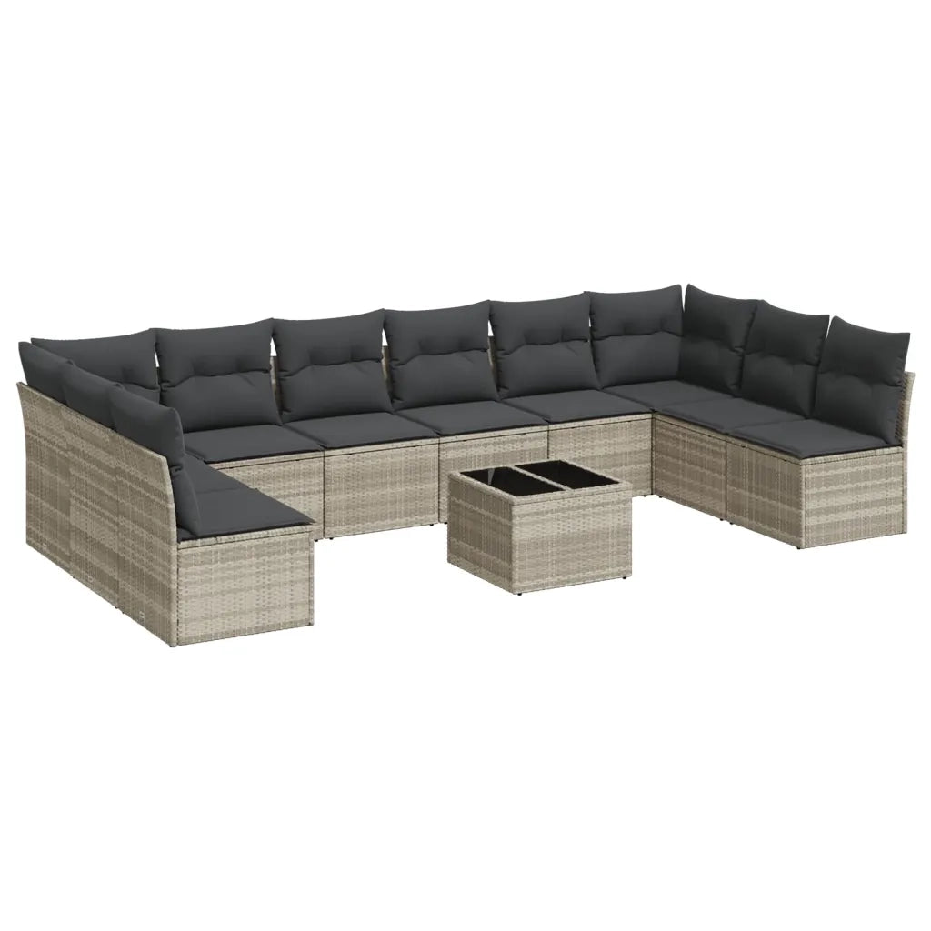 Set Divani da Giardino 11 pz con Cuscini in Polyrattan Grigio 3249941
