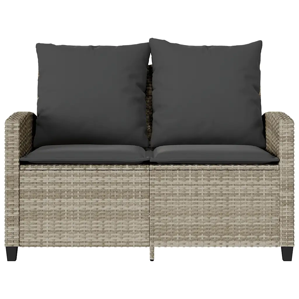 Divano 2 Posti con Cuscini e Tavolo Grigio Chiaro Polyrattan 4103850