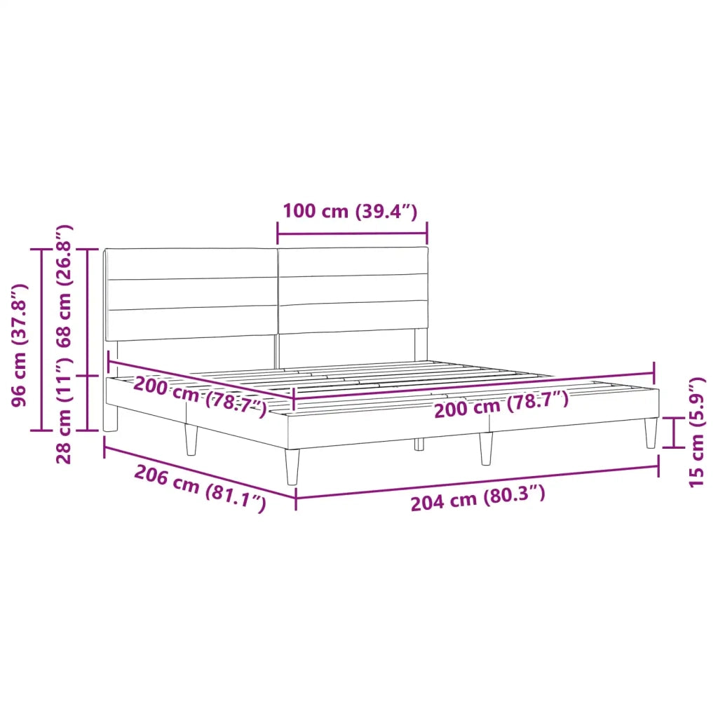 Letto matrimoniale | Letto per adulti | Struttura del letto Grigio Scuro 200 x 200 cm Tessuto