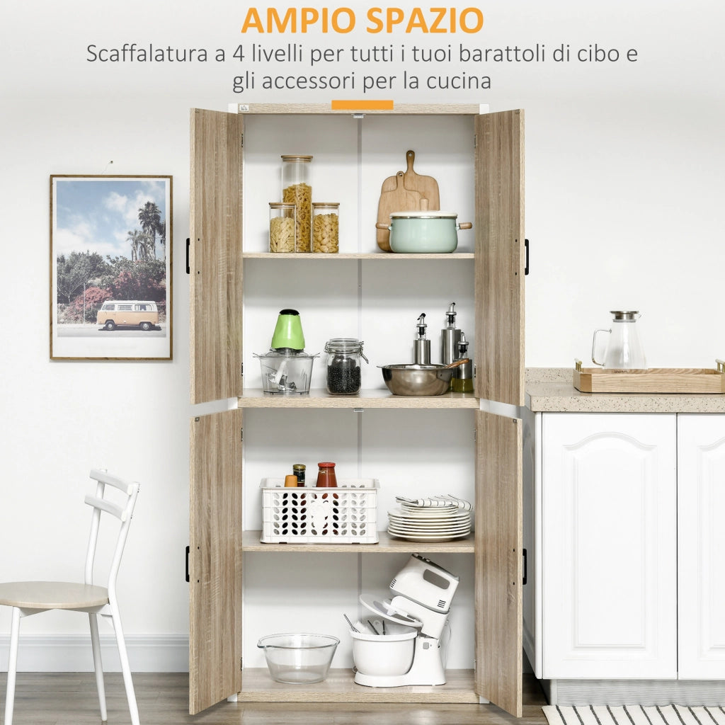 Armadio Cucina con 4 Porte e Ripiani Regolabili ¨C Minimal ¨C Legno MDF 80x40x182 cm