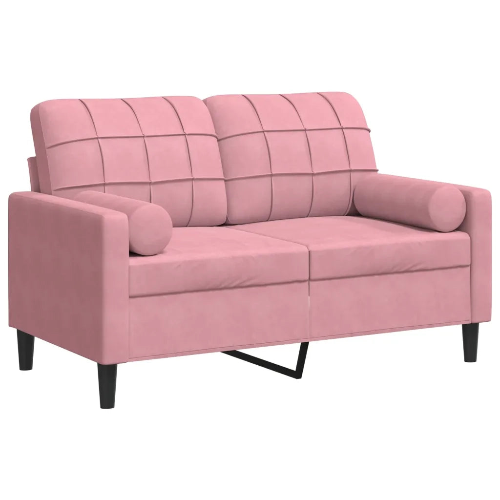 Divano | Divano da soggiorno | Sofa a 2 Posti con Cuscini Rosa 120 cm in Velluto