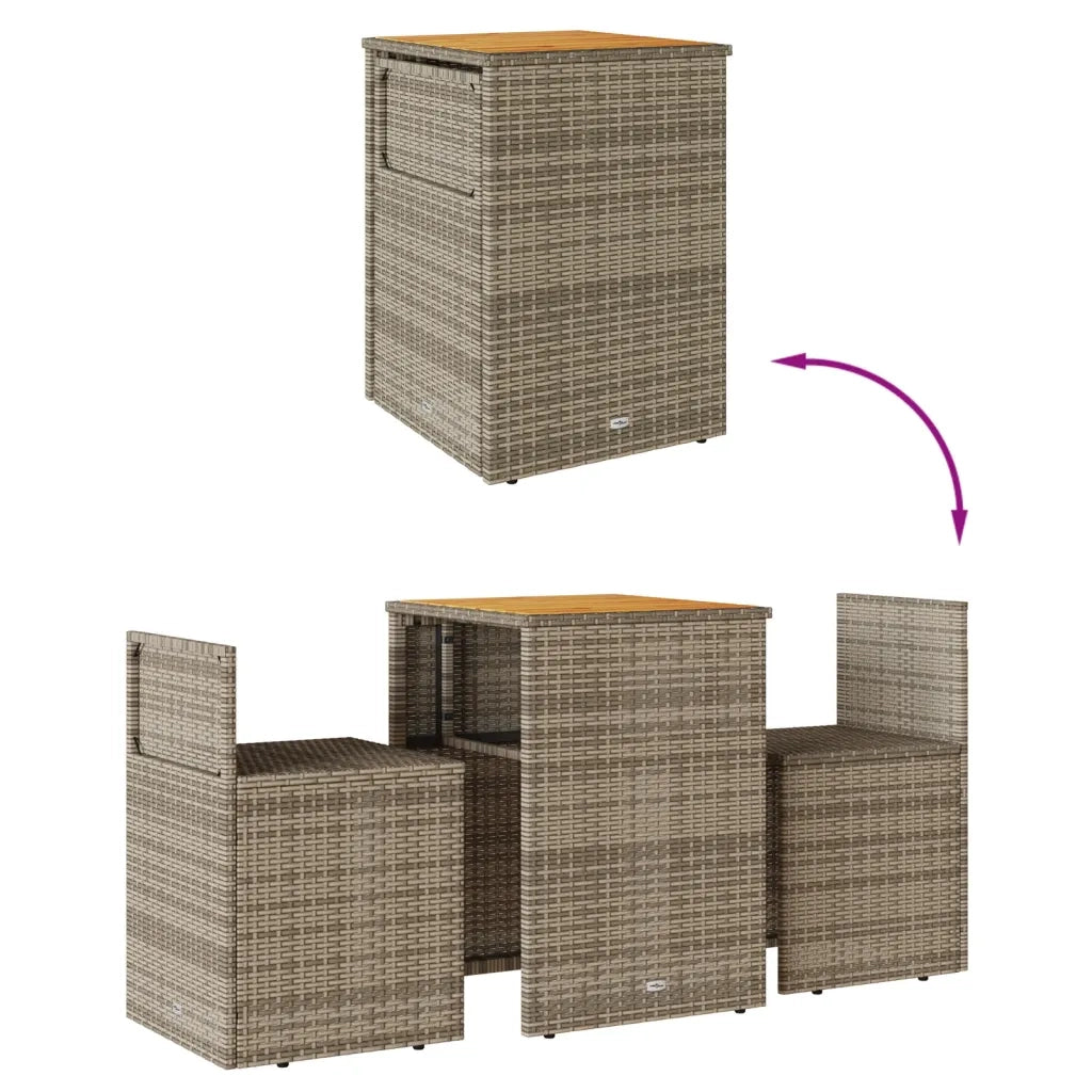 Set da Bistrò 3 pz con Cuscini Grigio in Polyrattan 4003876