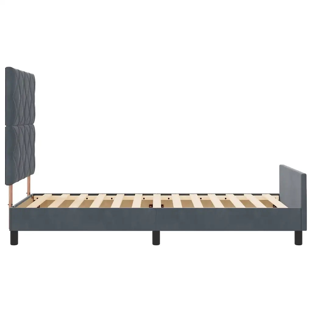 Letto a molle con testiera Grigio scuro 100 x 200 cm Velluto 3344988