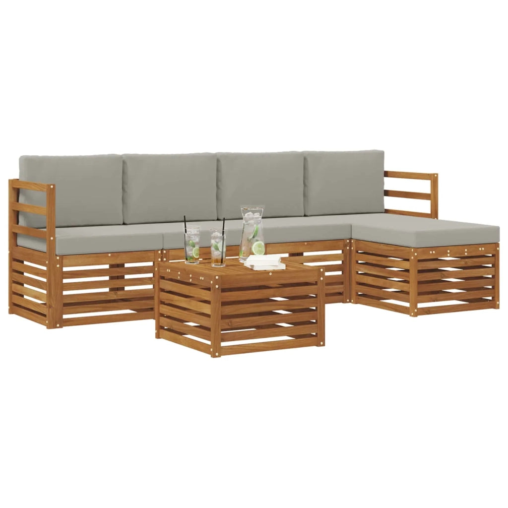 Set di divani da esterno 6 pcs Grigio Naturale e Chiaro 3374671