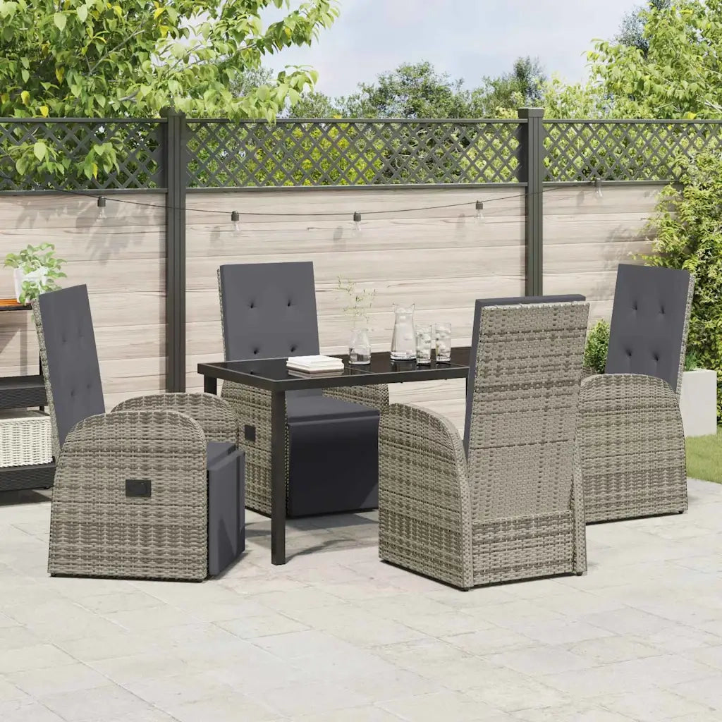 Set da Pranzo per Giardino con cuscino 5 pcs Grigio polyrattan 3379487