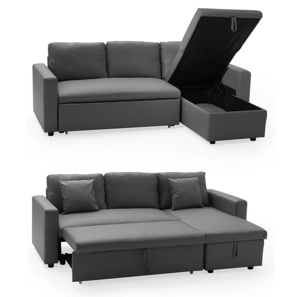 CLARKDivano letto angolare a 3 posti grigio