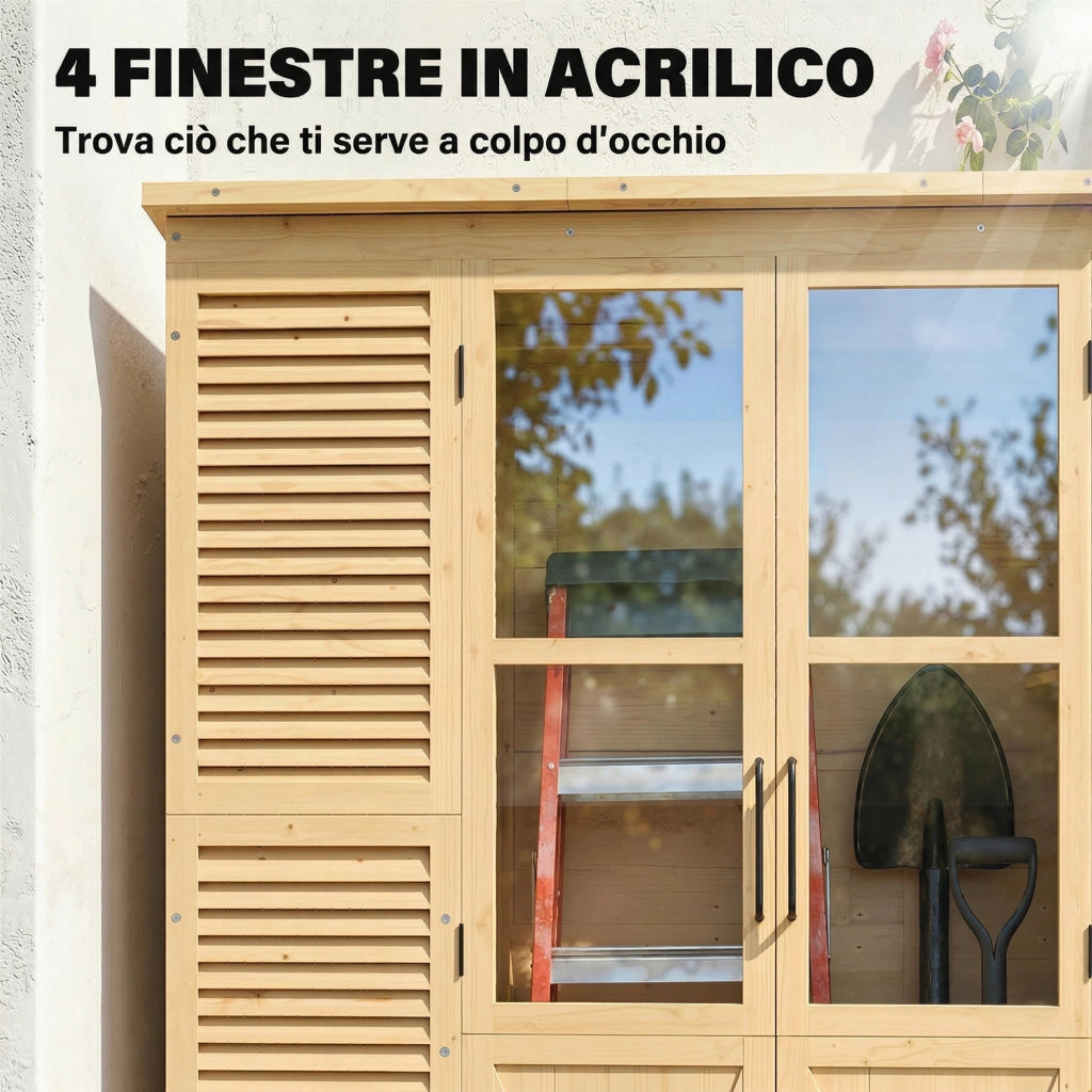 Capanno da Giardino Walk-in con Pavimento e 4 Finestre