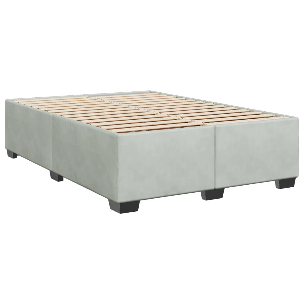 Giroletto a Molle con Materasso Grigio Chiaro 140x200cm Velluto