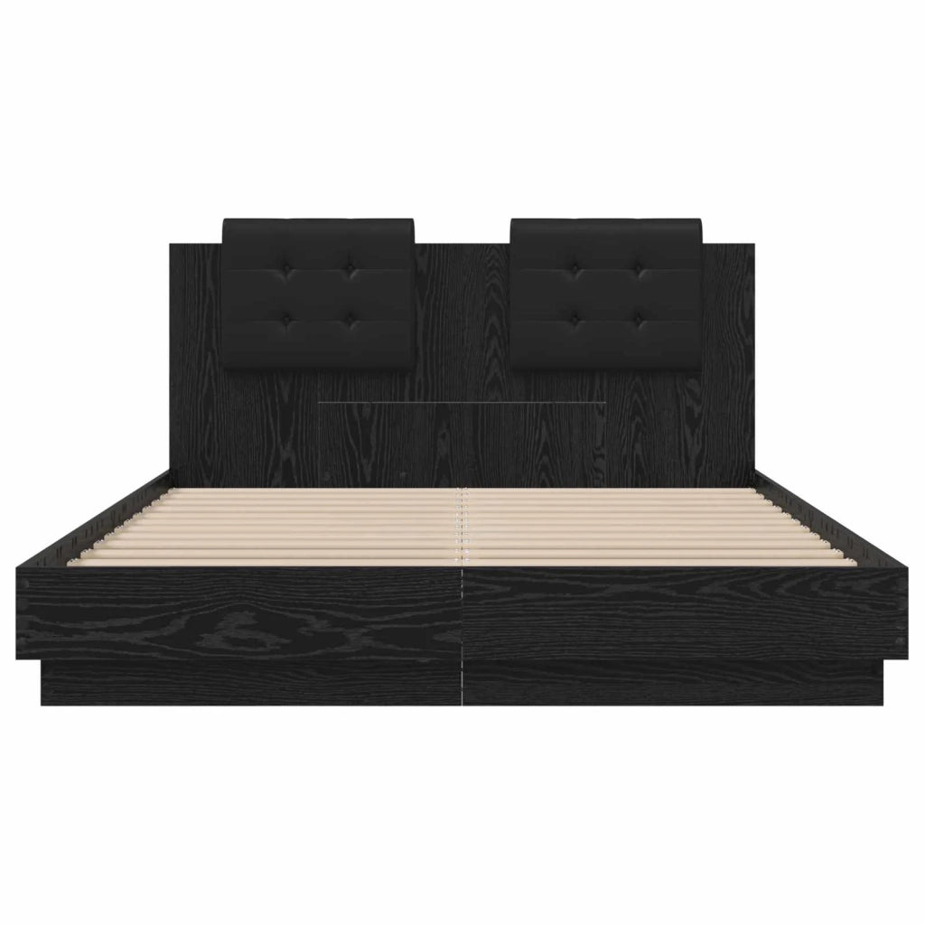 Struttura letto con testata-Giroletto Rovere Nero 150 x 200 cm