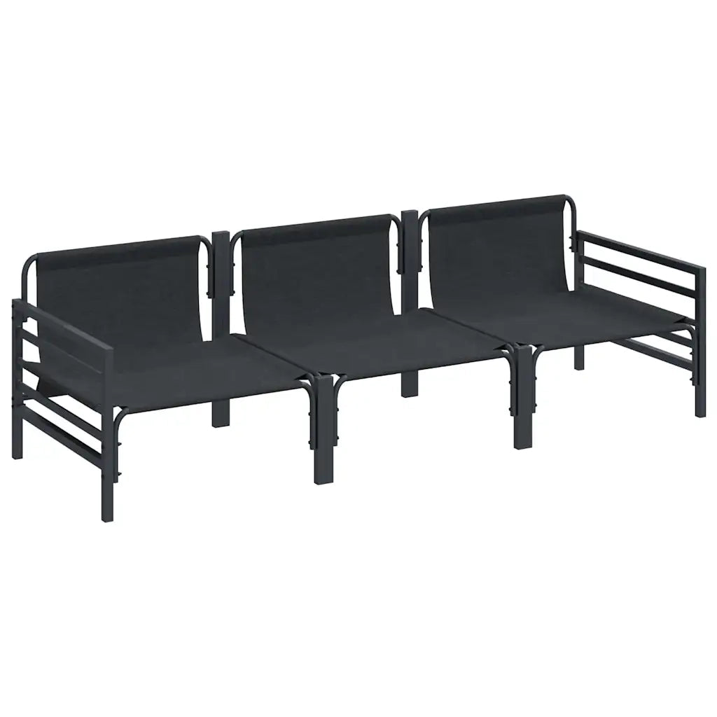 Set Divano da Giardino con cuscino 3 pcs Nero Acciaio 3378962
