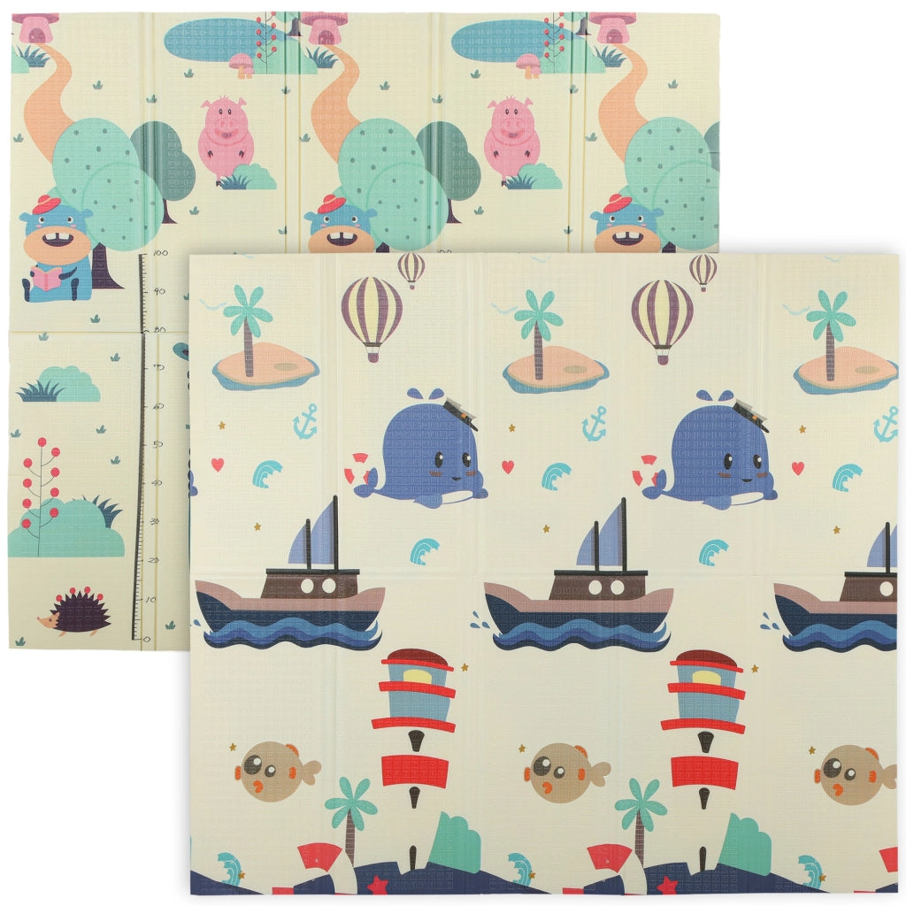 Tappeto Gioco Bambini Pieghevole ¨C Xylo ¨C 196x176x1,5 cm Imbottito Reversibile Impermeabile