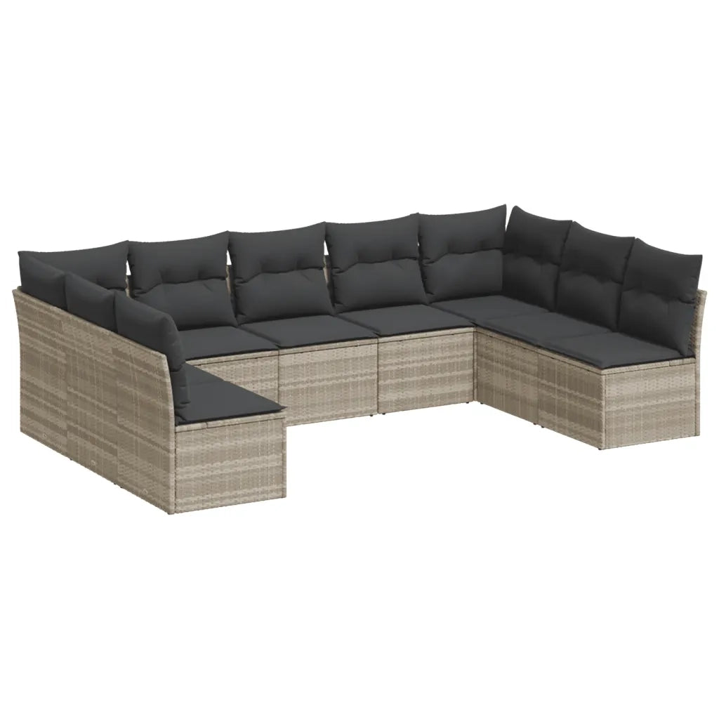 Set Divano da Giardino 9pz con Cuscini Grigio Chiaro Polyrattan 3249911