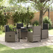 Set da Pranzo per Giardino 5 pcs Grigio polyrattan