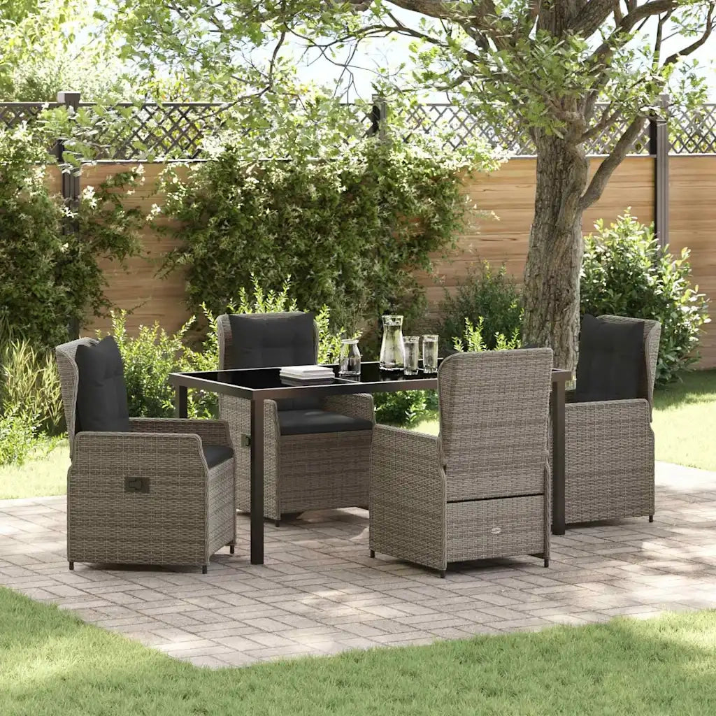 Set da Pranzo per Giardino 5 pcs Grigio polyrattan