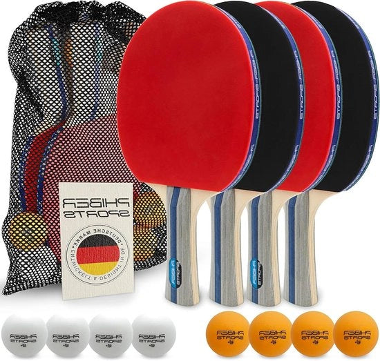 Set di Tavolo Tennis - 4 Battenti + 8 Palline + Borsa Pratica