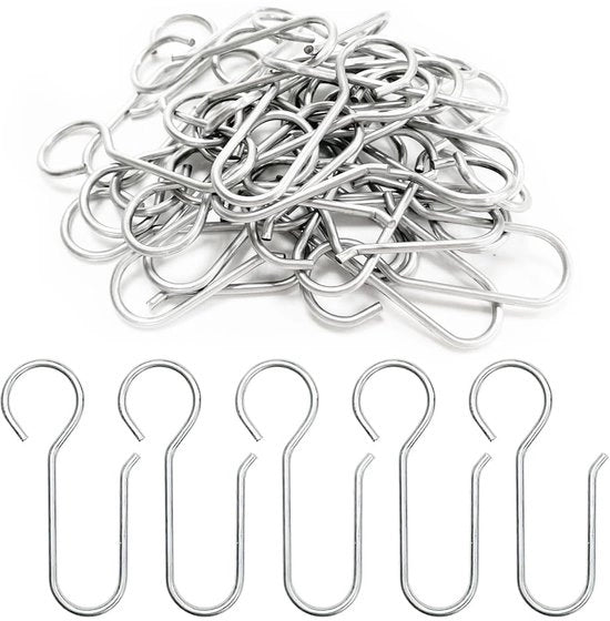 Cerniere per tende in metallo - Realizzate con materiali pesanti - 30 pezzi - Argento - 65x35mm