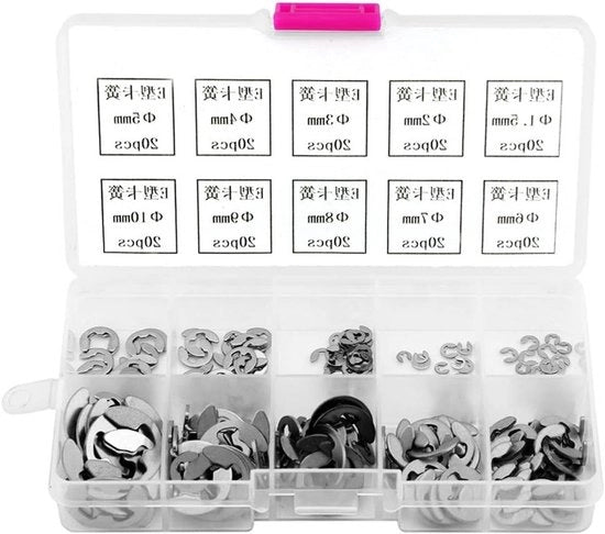Set di Borchie RVS Assortito con 200 pezzi da M1.5 a M10