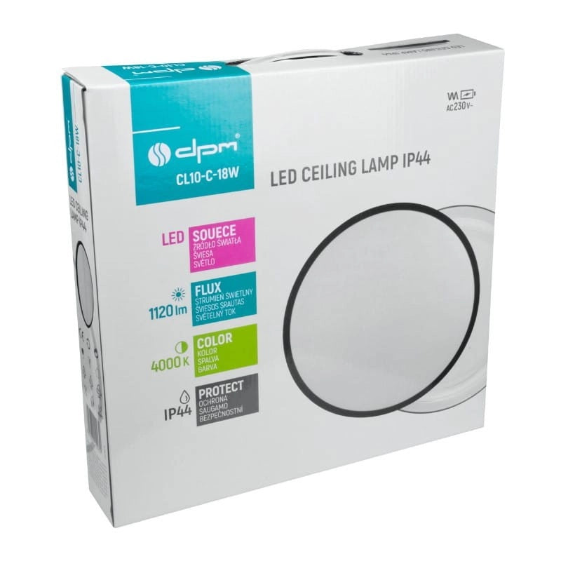 Plafoniera bagno LED rotonda nera 18W IP44 35cm DPM
