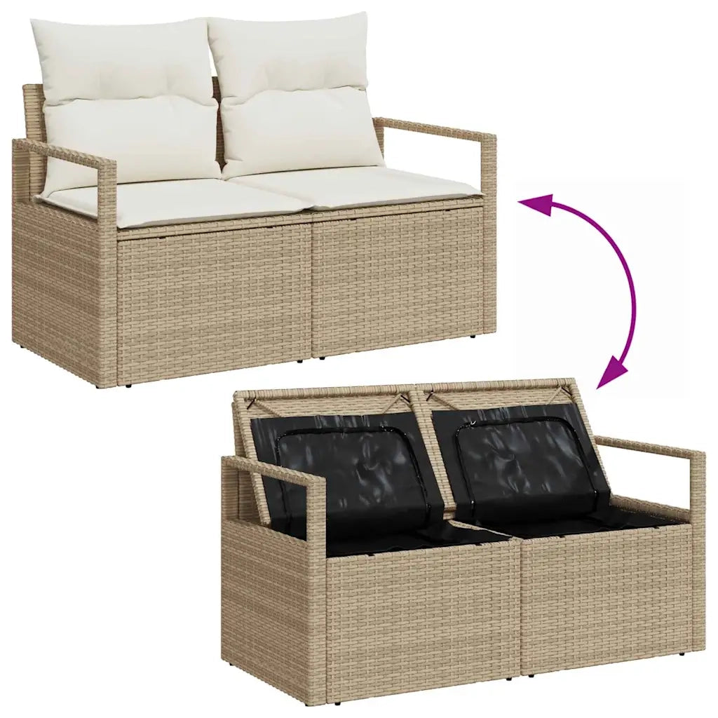 Set Divano da Giardino con cuscino 4 pcs Beige Poly Rattan 3360482