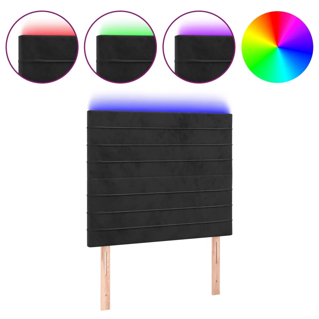 Testiera a LED-Testata con LED Nera 100x5x118/128 cm in Velluto 762811