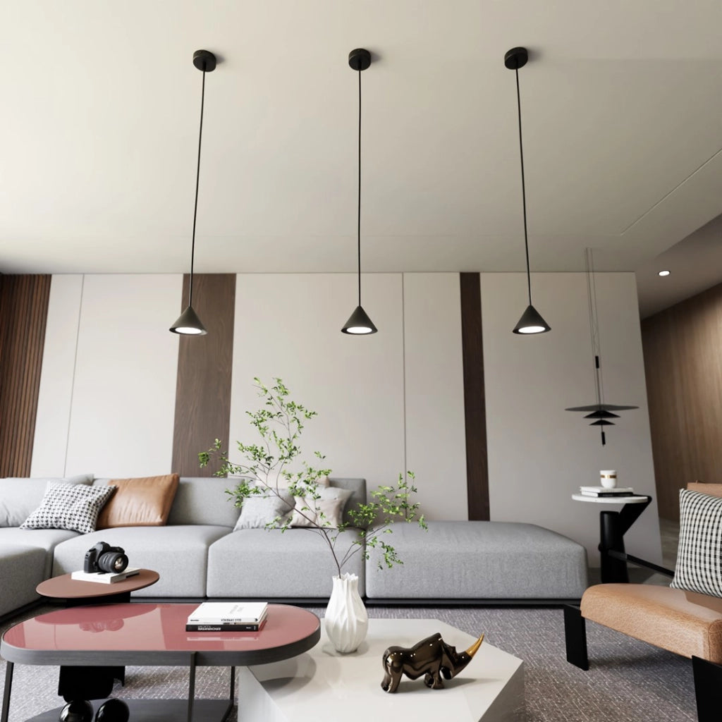 Lampada a sospensione nera conico Ø12 GX53 12W Emibig