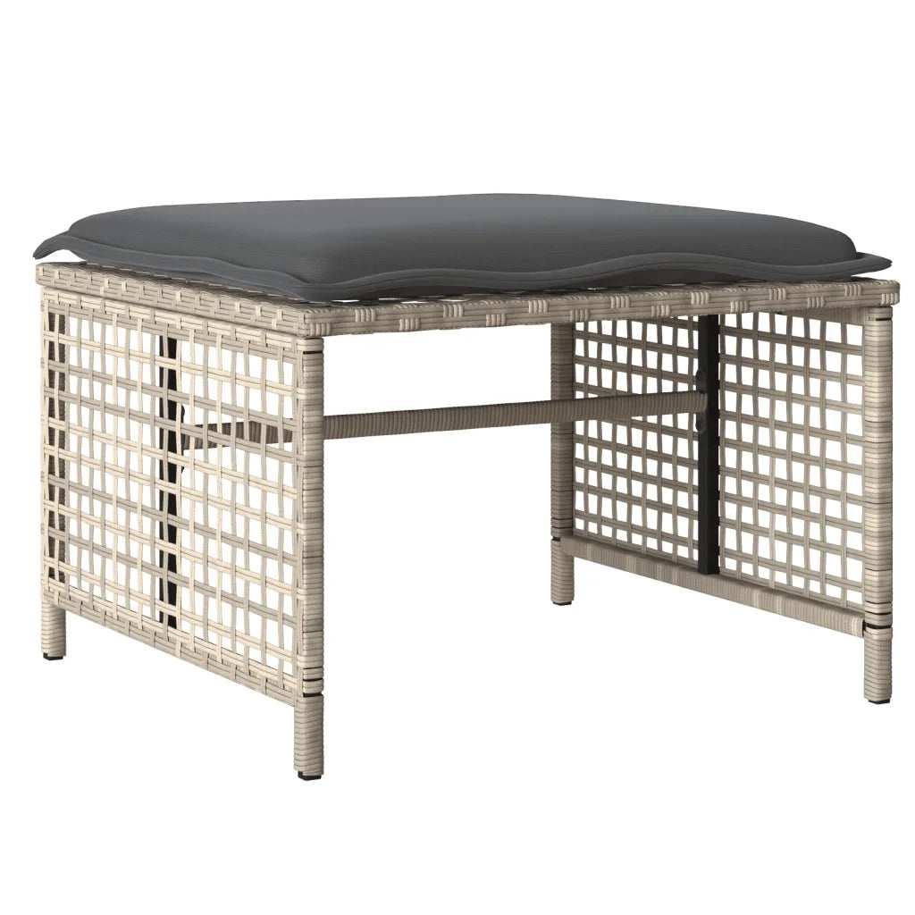 Divano da Giardino 4pz Cuscini-Sofa da Giardino-Divano da esterno Grigio Chiaro Polyrattan e Vetro