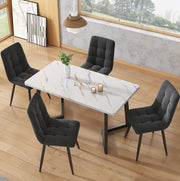 Tavolo da pranzo 117x68x75 cm in MDF con effetto marmo; bianco e nero