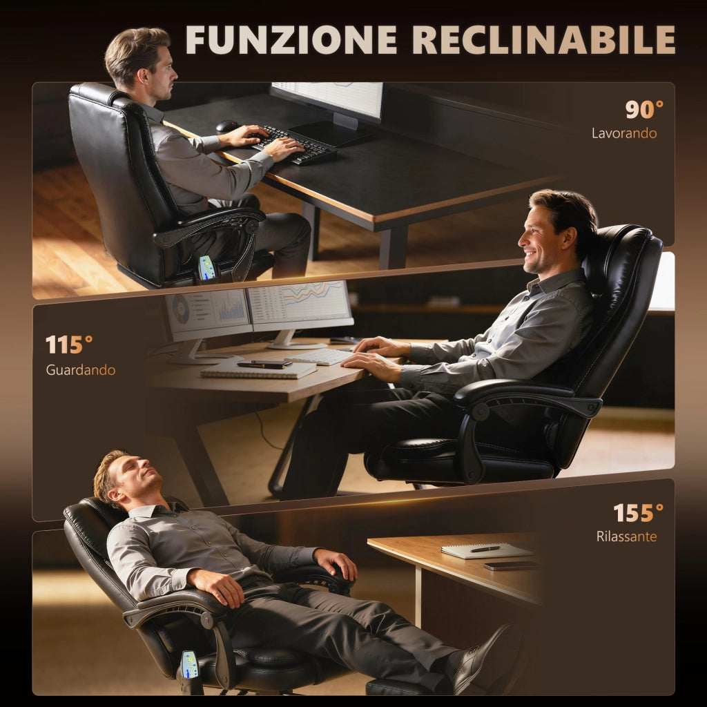 Poltrona Massaggiante Reclinabile con Poggiapiedi ¨C Minimal ¨C Nero