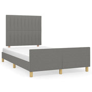 Letto matrimoniale | Letto per adulti | Giroletto senza Materasso Grigio Scuro 120x190 cm in Tessuto