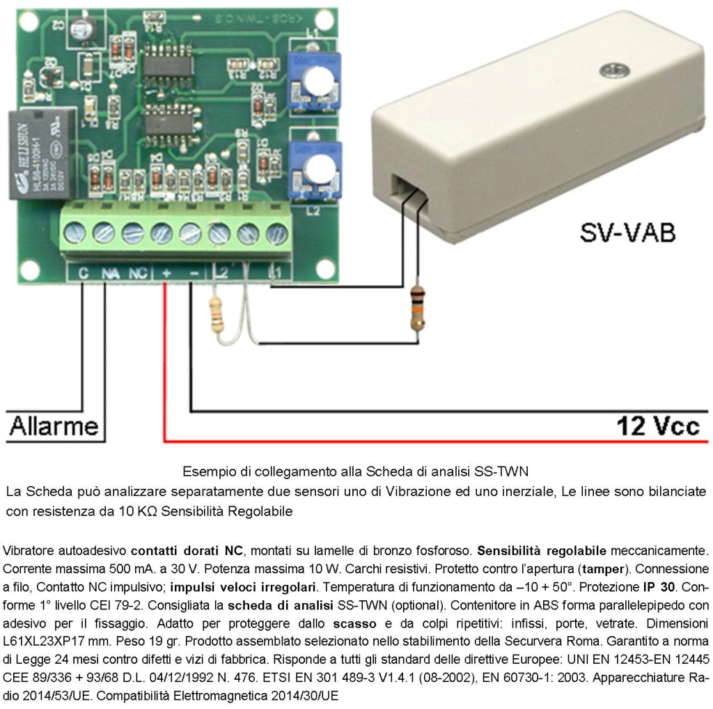 Sensore di Scasso Rileva le Vibrazioni Continue Dieci Pezzi Per Antifurto Via Filo Di Inferriate Porte Pareti Martelletto Regolabile Segnale Di Allarme NC Tamper Contenitore Adesivo ABS Marrone IP30