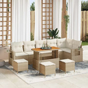 Set Divano da Giardino 12 pcs Beige e Crema polyrattan