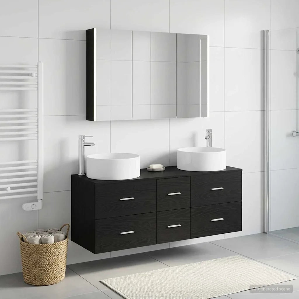 Set di mobili per il bagno 4 pcs Rovere Nero 3407104