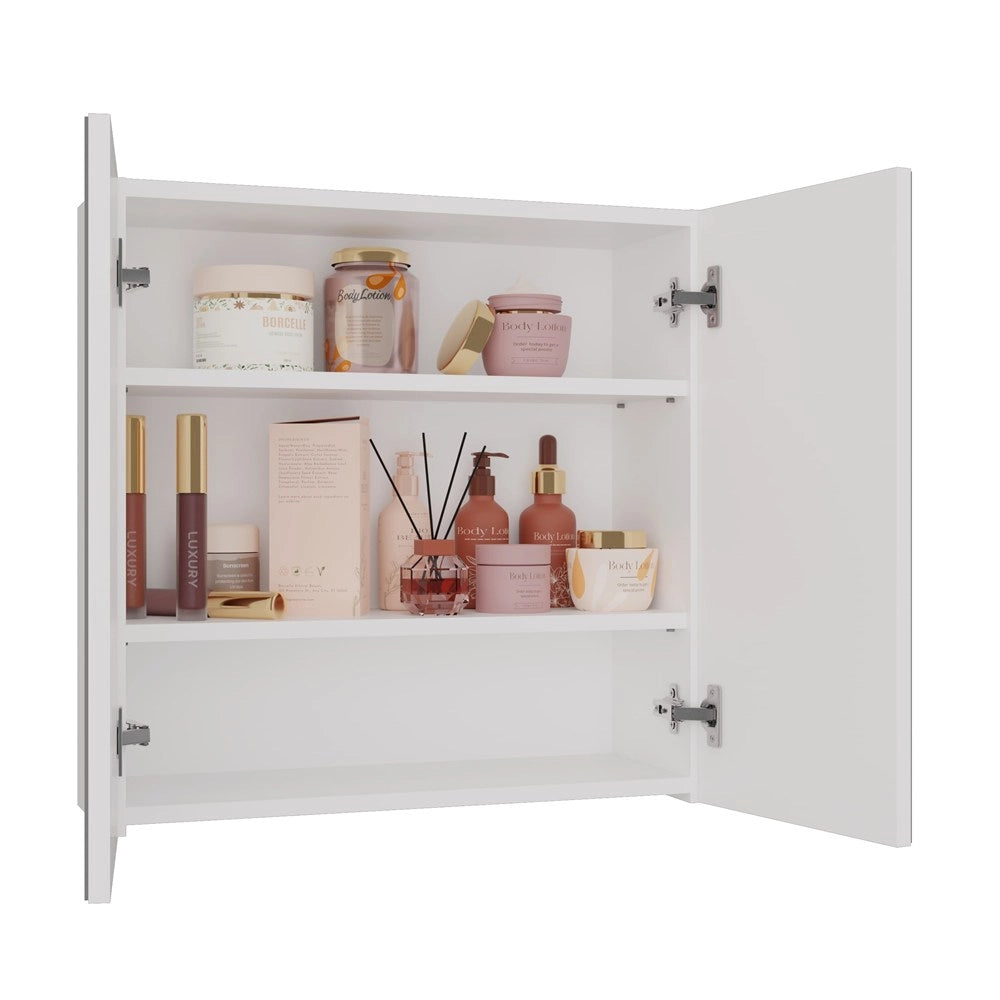 Mobile bagno sospeso con specchio sopra lavabo POLA 2dl 2 ante bianco