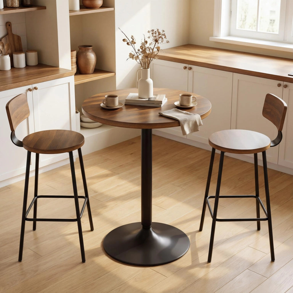 Tavolo da bar rotondo 60 cm ¨C zephmum ¨C noce