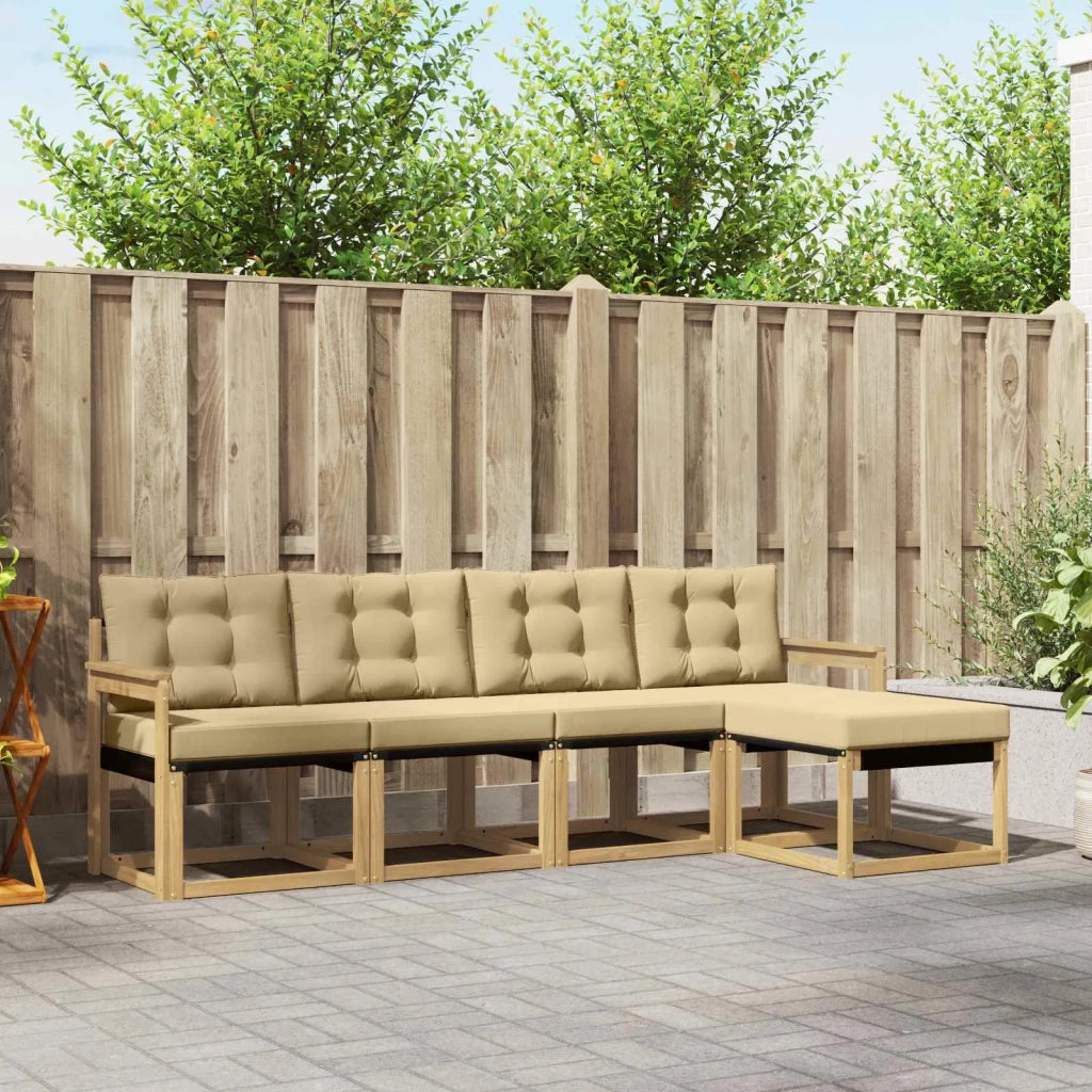 Set di divani da esterno con cuscino 5 pcs Bianco e Beige 3389375