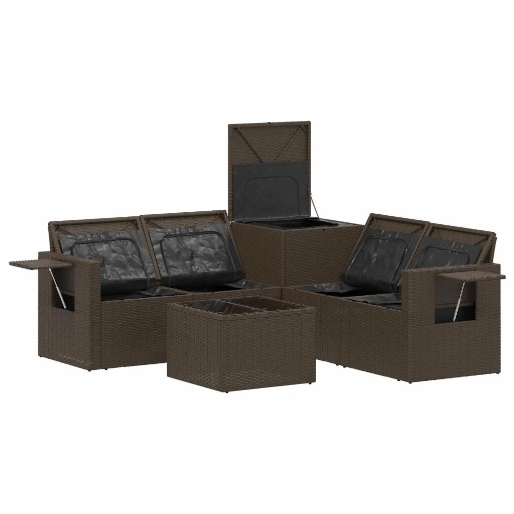 Set di divani 6 pz Marrone e Bianco Crema 3447456