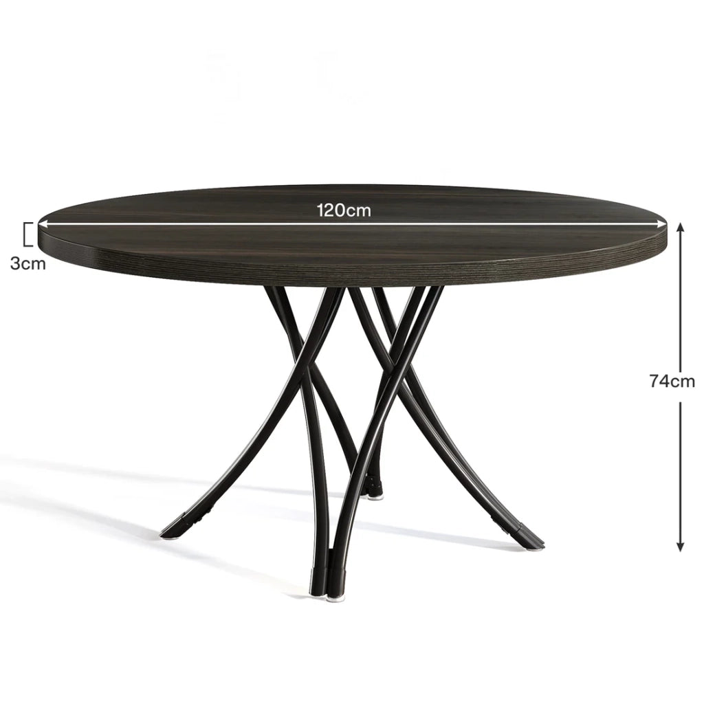 TAVOLO da pranzo rotondo 120 cm Nero Legno per 4-6 persone