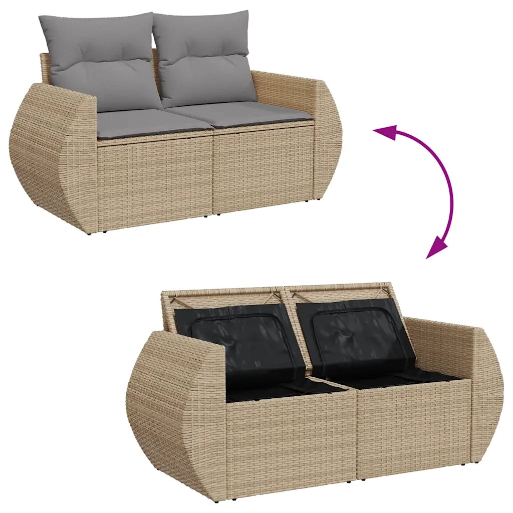 Set Divano da Giardino 4 pz con Cuscini Beige in Polyrattan 3325555