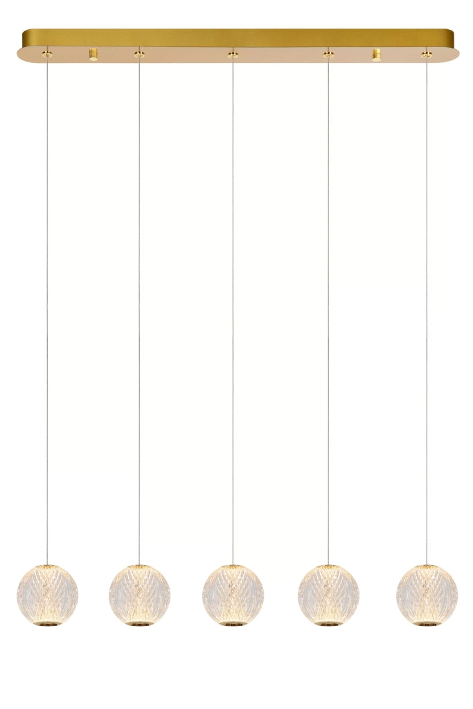Lampada a sospensione Cintra sfere acrilico oro LED 21W Lucide
