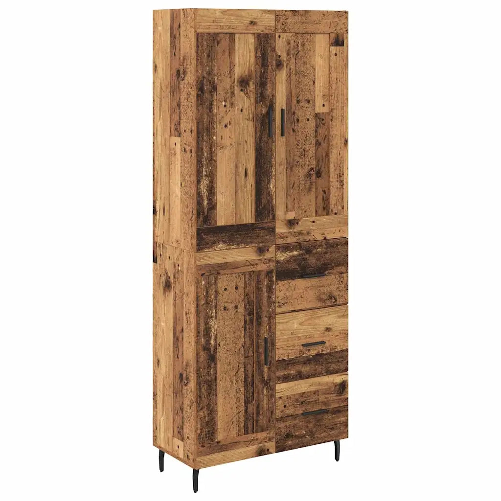 Credenza 2 pz-Set di 2 Buffet-Armadio da cucina Legno vecchio Legno Stratificato e Vetro 785405