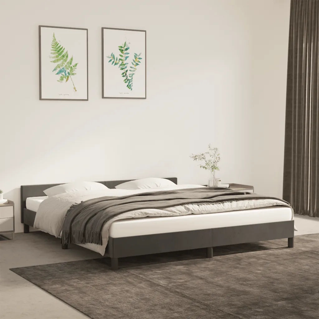 Letto matrimoniale | Letto per adulti | Giroletto senza Materasso Grigio Scuro 160x200 cm Velluto