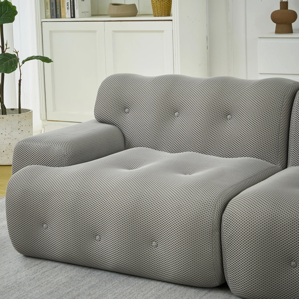 Divano 2 Posti Cloud con Braccioli Larghi e Bottoni ¨C MINIMAL ¨C Grigio