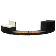 Bordo Spa Nero in Polyrattan e Legno d'Acacia CFW2707002