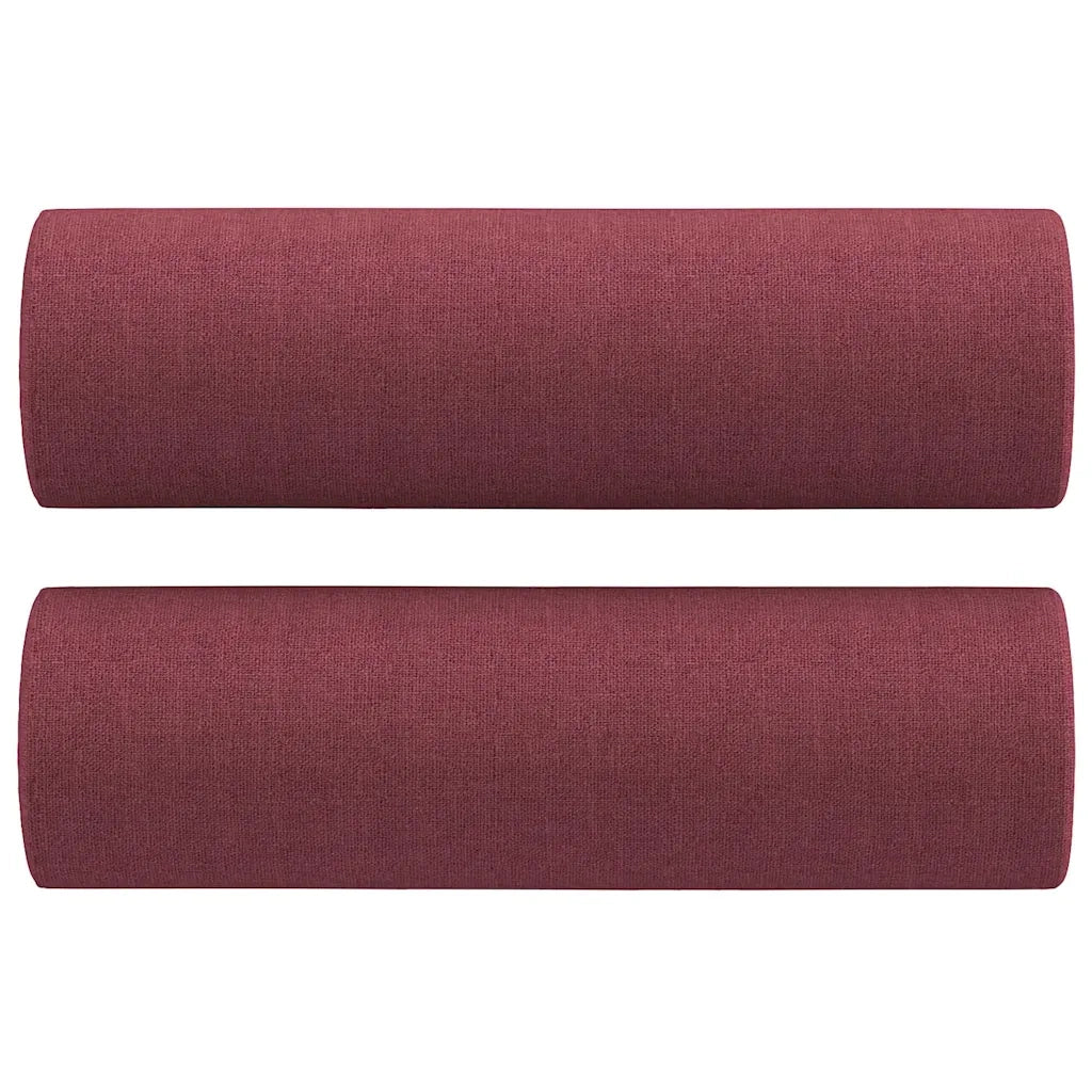 Set di Divani 2 pz con Cuscini Rosso Vino in Tessuto