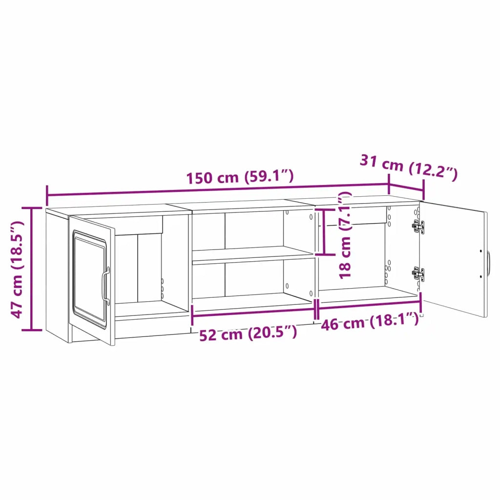 Mobile TV-Credenza per TV Nero 150 x 31 x 47 cm Legno ingegnerizzato 483454
