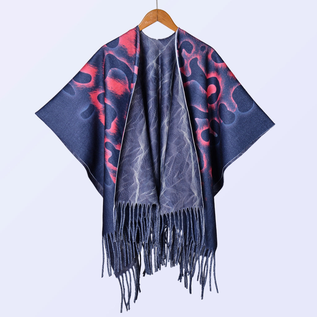 Nuovo scialle double face spesso, stile retr¨°, ampia cappa da donna.