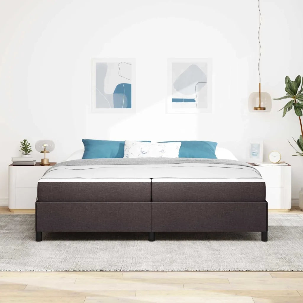 Letto a molle con materasso Marrone Scuro 200 x 200 cm Tessuto