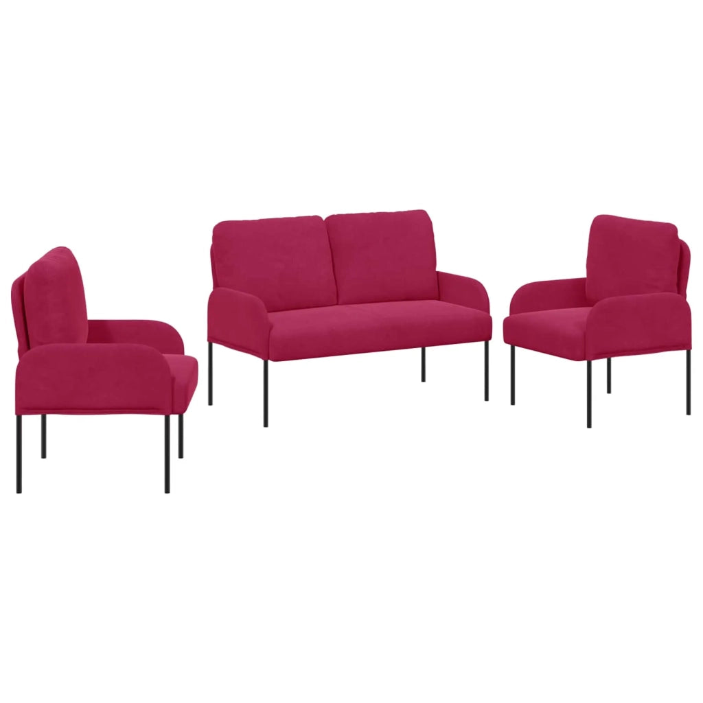 Set divani 3 pcs Rosso Vino 115 x 56 x 80 cm Legno compensato 3406221