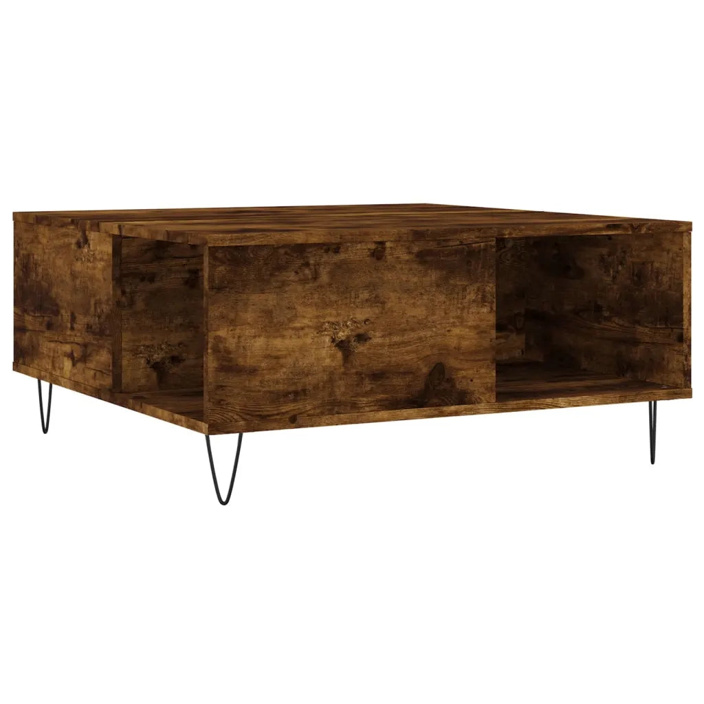 Tavolino da Salotto Rovere Fumo 80x80x36,5 cm Legno Multistrato 830785