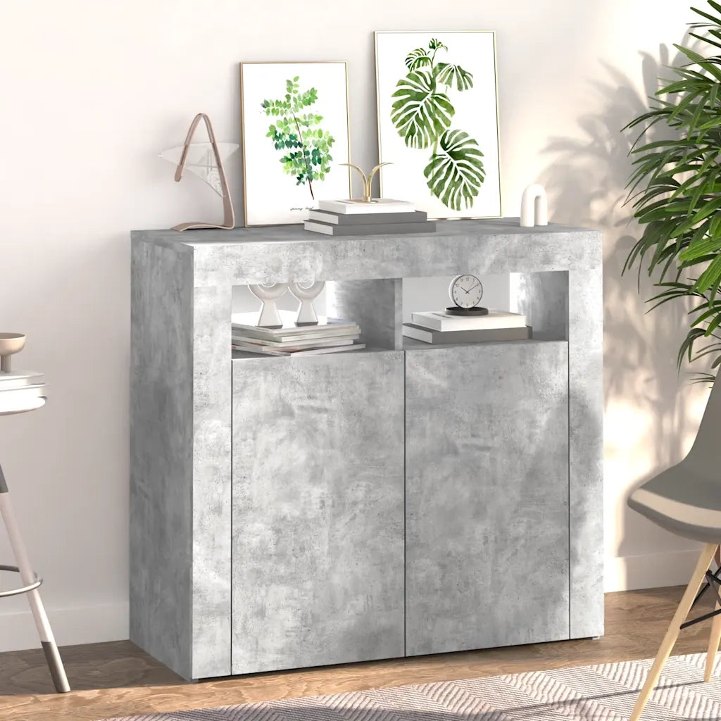 Credenza con Luci LED Grigio Cemento 80x35x75 cm cod mxl 14136